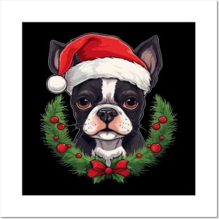 Boston Terrier Christmas Posters and Art